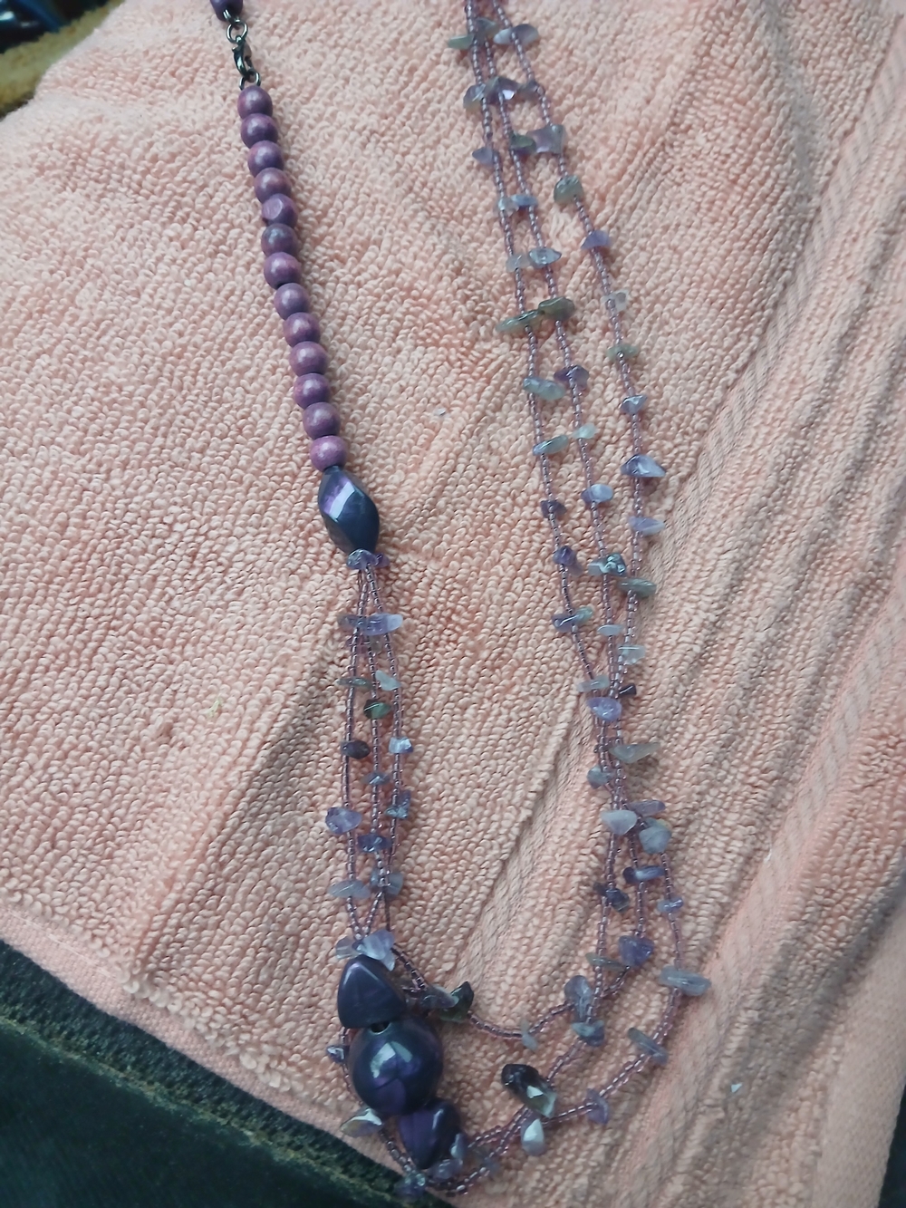 Purple Beaded Multi-Strand Necklace - Women's Jewelry
